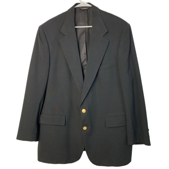 Chaps Ralph Lauren Mountain States CO Black Wool Blazer 48L EUC USA Gold 7197 - Picture 1 of 9